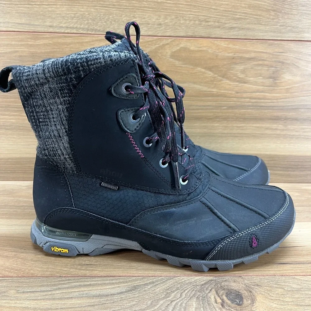Anhu Womens Boots Size 8‎ Sugar Peak Waterproof 200 gram Insulated Black Gray